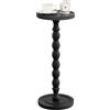 Caossuixin Tavolino rotondo W 9.4 x H 23.8 tavolino da caffè rotondo in legno nero, tavolino da divano, giardino, comodino, comodino, comodino, tavolino da cocktail per piccoli spazi, nero