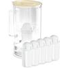 Wessper Caraffa Filtrante vetro 2L, indicatore LED, 5 filtro classic -Beige | caraffa vetro con filtro acqua potabile, senza BPA, brocca acqua filtrante classic carboni attivo