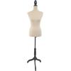 Relaxdays Manichino Sartoriale Relaxdays Donna, Taglia 36/38, Regolabile 130-167 cm, Velluto, Base in Legno, Champagne/Nero