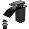 Vuadzren Rubinetto per Bagno con Set di Scarico, Miscelatore a Cascata per Lavabo, Monocomando per Bagno con Tubo di Collegamento G3/8 per WC degli Ospiti (Altezza di Scolo 80mm, cromato)