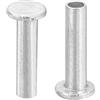 QUARKZMAN 50pz Rivetti Semitubolari, 2.5mm x 10mm Rivetti Semi-Tubolari Testa Piatta Tonda Alluminio Rivetti con Perno Metallo per Riparazioni Domestiche Industriali, Argento