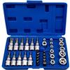 Topolenashop Set 34 Chiavi a Bussola con Impronta Torx Interna ed Esterna e Punte Cacciavite, Cassetta Porta Attrezzi in Plastica, Kit per Officina, Garage e Fai da Te