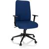 HJH Office 724582 Sedia per ufficio casa COSIO I Tessuto blu scuro Sedia girevole imbottita, schienale ergonomico, funzione dondolo