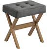 SONGMICS Sgabello da Trucco, Sgabello Toeletta Imbottito, Poggiapiedi, Gambe in Legno, Camera da Letto Cabina Armadio Ingresso, 32 x 42 x 46 cm, Grigio Ardesia e Marrone LSF006GN01