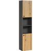 trendteam smart living - PureBliss - Armadio alto - Antracite/Evoke - Effetto scanalato - 2 scomparti aperti + 4 ripiani - (L x A x P) 40 x 186 x 31 cm - Armadietto bagno con eleganti manici in