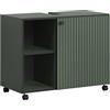 trendteam smart living - PureBliss - Mobile sottolavabo su ruote - Verde - Lavabo con 2 scomparti aperti - 80 x 64 x 42 cm (L x A x P) - Armadietto bagno con effetto scanalato - Eleganti manici in