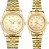 JewelryWe Coppia orologio analogico al quarzo calendario 30 m impermeabile partner orologio da polso cinturino in acciaio inox orologio da polso da uomo e da donna, 3 orologi in oro, Bracciale