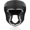 WIYETY Boxe, protezione per la testa per bambini, protezione per la testa, in pelle PU, misura regolabile, casco da boxe in pelle, protezione per il viso per arti marziali, MMA boxe, sparring (nero)