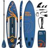 GENREEN Tavole da paddle stand-up, 11 ft gonfiabili con accessori SUP, non scivola, doppio strato di PVC, 3 fin, 33 in extra large, per ragazzi e adulti (blu oceano)