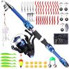 BAIFULAI Kit di pesca per bambini dai 3 ai 10 anni - Con mulinello e esche - Kit di avvio da 1,8 m - Canna da pesca telescopica in fibra di carbonio e mulinello per lenza da pesca - Accessori da pesca