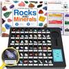 PIBEX Rock Collection Starter Kit - 54 pietre preziose, cristalli, rocce e minerali assortiti con libro di apprendimento e carte d'identità, kit di scienze della terra, regalo geologico