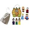 ZAC HOME Set di marionette da dito Cenerentola - Principessa, Principe, Fata, Madrina, Matrigna, Sorellastre e Carrozza di Zucca - Marionette in feltro con custodia per bambini per narrazione e gioco