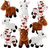Zomiboo Confezione da 9 Animali di Peluche a Cavallo Giocattolo di Peluche in Piedi Mini Cavallo di Peluche da 4,7 Pollici con Catena Staccabile per Decorazione di Compleanno Feste a Tema Animale