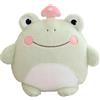 Aiuidun Cuscino di peluche di rana con un piccolo fungo sulla testa, peluche super soffice di animale impagliato, simpatico cuscino di peluche di rana per bambini e adulti