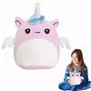 POPOYU Cuscino di peluche unicorno nuovo unicorno creativo carino kawaii cuscino bambola rosa unicorno cuscino decorativo per bambini ragazzi ragazze regali di compleanno morbido letto/divano