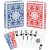 Sondeng 2 carte da gioco standard da poker in grande stampa, design professionale, carte da gioco per feste e famiglie (rosso + blu)