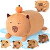 MOMOSTAR Peluche Capibara, 38cm Capybara Peluche con 4 Peluches Piccolo, Pupazzo Capibara con un'arancia Sulla Testa, Cuscino Capybara Carino, Giocattolo Regalo per Bambini Adulti