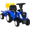 HOMCOM Trattore per Bambini Cavalcabile con Rimorchio Età 12-36 Mesi Blu