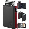 TEEHON Portafoglio Uomo Slim, Portacarte in Pelle con Protezione RFID, Porta Carte di Credito Uomo Piccolo, Porta Tessere con Portamonete e Scomparti Banconote -Tutta Stagione (Rosso)
