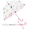 decalsweet Ombrello - Antivento - Impermeabile - Lungo Trasparente, Ombrello a Bolle Trasparente per Bambini Leggero Robustezza, Ombrello a Cupola per Ragazzi e Ragazze, Ombrello Stitch Bambina Pois Rosa