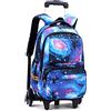 ANSIEDIO Zaino Trolley Sacchetto Zaino Scuola con 6 Ruote Sacchetto di Scuola di Rotolamento per Ragazzi e Ragazze Borsa Portatile Viaggio Bagagli (Cielo stellato Blu)