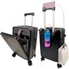M4268782 CAMIR-Valigia da cabina con USB Smart Bagaglio Trolley a mano Borsa multiuso Tasca frontale Bagaglio a mano portatile 4 ruote, Valigia da cabina con lucchetto TSA 55x35x23,5 ABS+PC (NERO)