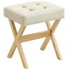 SONGMICS Sgabello da Trucco, Sgabello Toeletta Imbottito, Poggiapiedi, Gambe in Legno, Camera da Letto Cabina Armadio Ingresso, 32 x 42 x 46 cm, Beige Sabbia e Naturale LSF006LF02