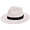 BABEYOND - Cappello Fedora Anni '20 per Uomo Gatsby a Tesa Larga, in Feltro, Stile Panama con Fascia per Donne e Uomini, Bianco, Taglia Unica