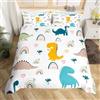 Homemissing Set di biancheria da letto per bambini, ragazzi e ragazze, con stampa digitale 3D, copripiumino per letto singolo, decorazione per camera da letto, motivo dinosauro cartone animato, colore blu, 2