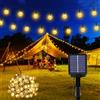 Goffii Catena luminosa solare per esterni, resistente alle intemperie, 60 LED bianco caldo, 3 m + 10,2 m, 8 modalità, IP65, per esterni, resistente alle intemperie, per balconi, terrazze, giardini, alberi