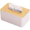 SAVOSWEET Porta Fazzoletti con Coperchio in Bambù,Dispenser Rettangolare per Fazzoletti con Coperchio in Bambù per Bagno,Plastica,HLP 10x21x13 cm, Naturale,PP