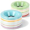 com-four® 2x Posacenere Antivento in Ceramica Dolomite - Portacenere Grande con Coperchio in Ceramica con Strisce Colorate in Blu e Verde (02 pezzi 12 cm verde blu)