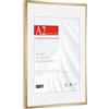 HIMEETIME® 1x Cornice per foto,A2 42x59.4cm,Alluminio spazzolato dorata champagne,Passepartout 30x42,Cornice 42x60cm Grande per Foto,Solo per Espositore a Parete