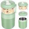 JASTOO Grande Contenitore in Acciaio Inox per Cereali da Asporto, Tazza per Yogurt 530 ml + 330 ml Contenitore Porta Cereali Anti-Perdita Porta Pranzo Tazza per Yogurt Insalata Riso Avena (Verde)