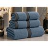 B O S A L O N I Set BOSALONI HOME Asciugamani Bagno 3 Pz - Composto da 1x Asciugamano Viso 70x140 cm + 2x Asciugamani Bidet 35x75 cm, Cotone 100% Morbido e Ultra Assorbente - Doccia, Viso, (Blu Denim)