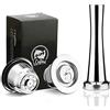 i Cafilas Espresso Capsule Caffè Compatibili Nespresso Nespresso Capsula ricaricabile,riutilizzabili Filtro in Acciaio Inox,Coffee Capsule+Tamper+Cucchiaio+Spazzola