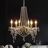 LXWNYY Lampadario moderno in cristallo dorato, lampada da soffitto vintage a 6 luci in cristallo, lampadario a sospensione per soggiorno con attacco E14, per camera da letto, cucina e sala da pranzo