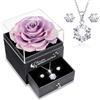 Sunia Festa della Mamma Idee Regalo, Vera Rosa Eterna con Collana Argento 925 Donna con e Orecchini, Rosa Stabilizzata Vera, Idee Regalo Donna, Regalo Mamma Compleanno, Regalo Festa della Mamma