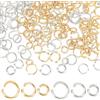 Beebeecraft 1 Scatola da 300 Pezzi in Ottone Placcato Oro 24K e Argento Sterling Anelli di Collegamento Aperti 3 Misure per La Creazione di Gioielli Collane Braccialetti Orecchini Portachiavi Fai da