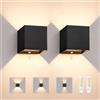 YindaLux Lampade da Esterno LED con Sensore di Movimento, Applique da Parete IP65 per Interno/Esterno con Lampadina G9 Sostituibile 3000K, Up/Down con Angolo del Fascio Regolabile, per Giardino, Nero, 2 Pezzi