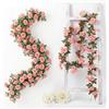 Qivra 2 Pezzi Ghirlanda di Fiori Artificiale Rosa Chiaro, 1,8 Metri Rose Artificiali Realistiche, 138 Rose Ghirlanda Fiori Bianca per Decorazioni Matrimonio Tavolo Feste Giardino