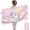 Rowjoy Telo mare unicorno, telo mare per bambini, 60 x 120 cm, in microfibra, senza sabbia, ad asciugatura rapida, asciugamano da viaggio, nuoto, telo doccia per bambini