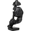 Moaobooh Scultura Deko，Il Silenzio è Oro Statua, Figure Decorative, Ornamento per la Casa Ornamento in Resina Artistica per Studio Ufficio Mensola Decorazione da Tavolo (Nero)