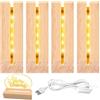 Mitening 4 Pezzi LED Luci Display Base, Base Legno Led con USB, Base di Visualizzazione per Luci a LED, Base Rettangolare con Led per Spessore Piastra Acrilica Piastra Cristallo vetro Piatto, Home Decor San