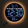 HAITANG Orologio Digitale da Muro 8''Grande con Telecomando,Luminosità Automatica,Temperatura,Ora Legale,Luci Notturne,Sveglia con Modalità Lavorativo/Festivo per Casa/Camera/Ufficio(Numeri Blu)-Nero