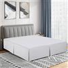 Cathay Home - Mantovana giroletto a pieghe in microfibra spazzolata, facile da infilare, ultra morbida, resistente allo sbiadimento e alle pieghe, colore: bianco, per letto a una piazza e mezzo