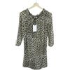 Zapa Reane Abito Donna US 6 Midi Misto Seta Foderato Puro Spento Spalle Leopardo