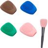 HAOXYO 4 Pezzi Porta Pennelli Trucco,Porta Pennelli Make Up da Viaggio in Silicone con Tappetino Detergente,Protezione per Pennelli Riutilizzabile per Gli Amanti del Trucco (Rosa,Blu,Caffè,Verde)
