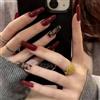 Xonojun 24 unghie finte rosse e nere, cofanetto lungo, motivo floreale, manicure professionale a casa, kit unghie finte per feste, regalo di bellezza ideale per donne e ragazze
