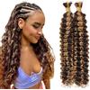 Evaxilc Deep Wave Bulk Human Braiding Hair for Boho Braids Human Hair Extension Capelli Umani Unprocessed No Weft Bulk Braiding Hair p4/27 Highlight Blonde 2 Bundles Total 100g 12 12 Inch